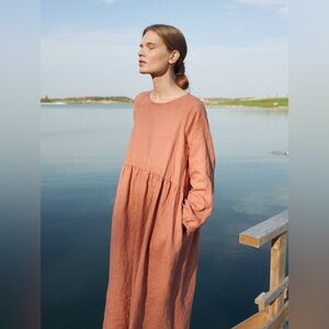 Linenfox Mocha Mousse Midi Dress.